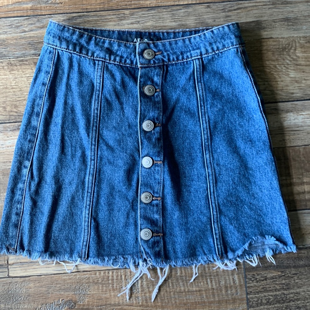 Aero Frayed Denim Skirt